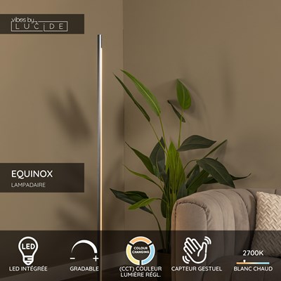 Lucide EQUINOX - Lampadaire - LED Dim. - CCT - 1x26W 2700K/4000K - Détecteur à balayage manuel - Fer gris | Vibes